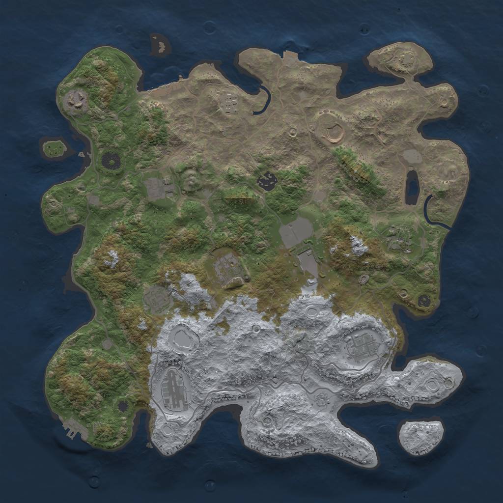 Rust Map: Procedural Map, Size: 4000, Seed: 655430224, 19 Monuments