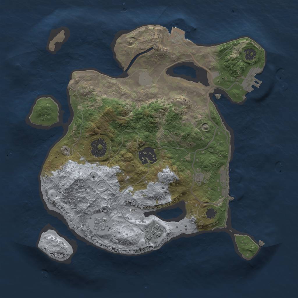 Rust Map: Procedural Map, Size: 2500, Seed: 504379798, 8 Monuments