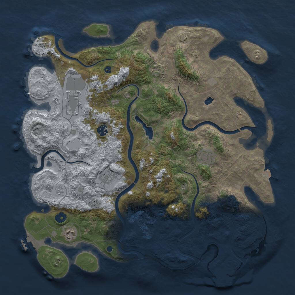 Rust Map: Procedural Map, Size: 4096, Seed: 2113240096, 13 Monuments
