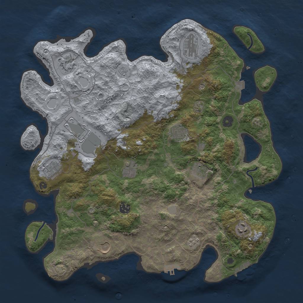 Rust Map: Procedural Map, Size: 4000, Seed: 1662827397, 19 Monuments