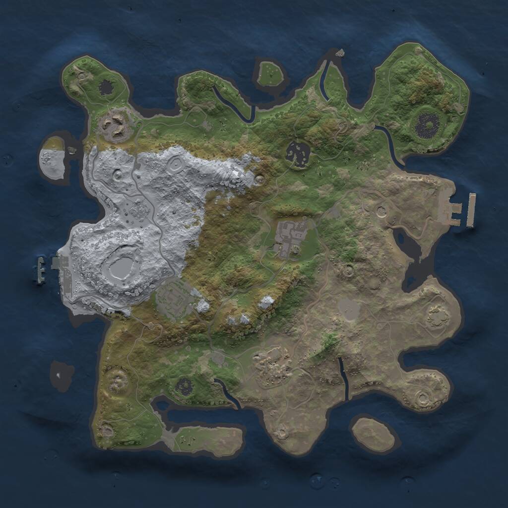 Rust Map: Procedural Map, Size: 3000, Seed: 623842287, 11 Monuments