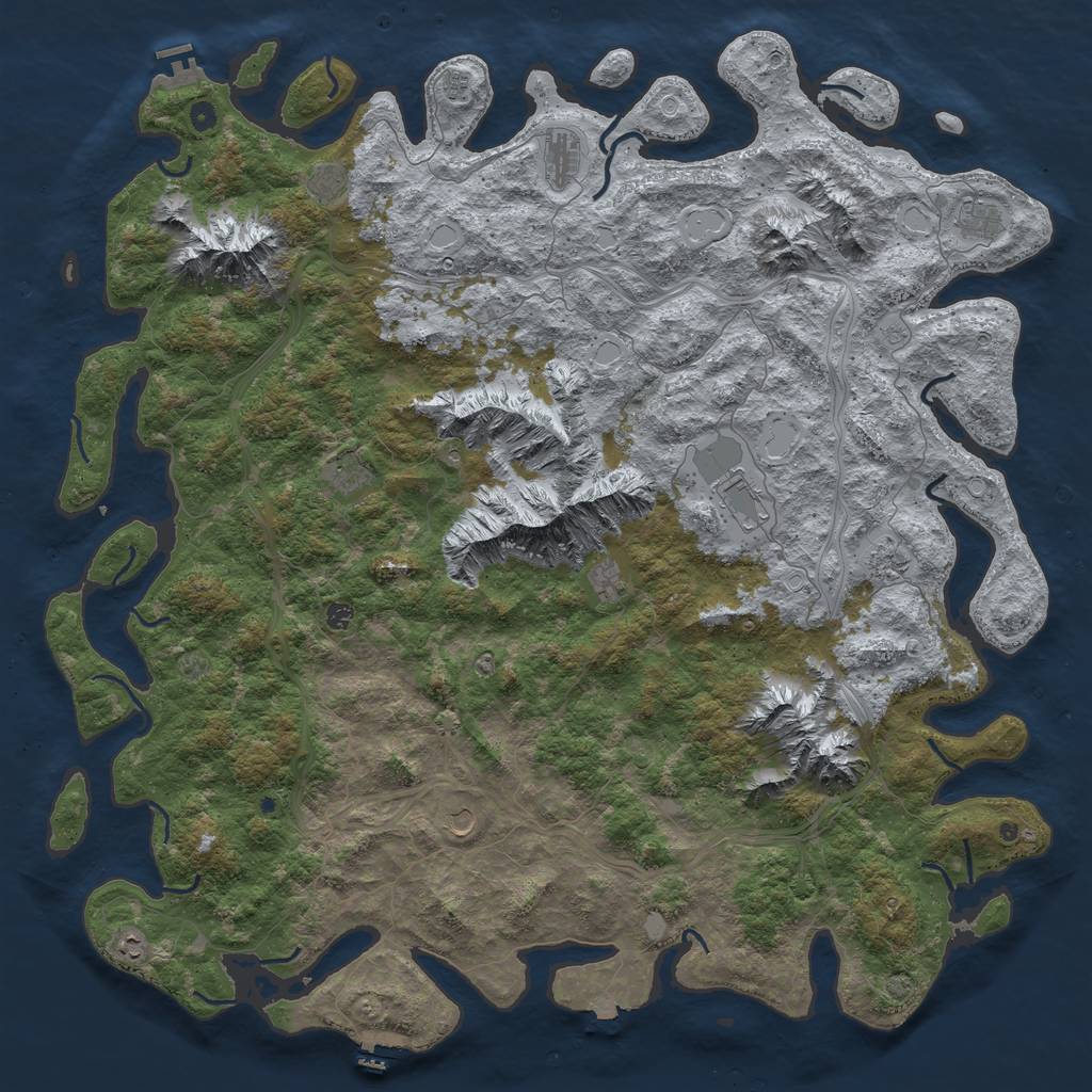 Rust Map: Procedural Map, Size: 6000, Seed: 377755169, 19 Monuments