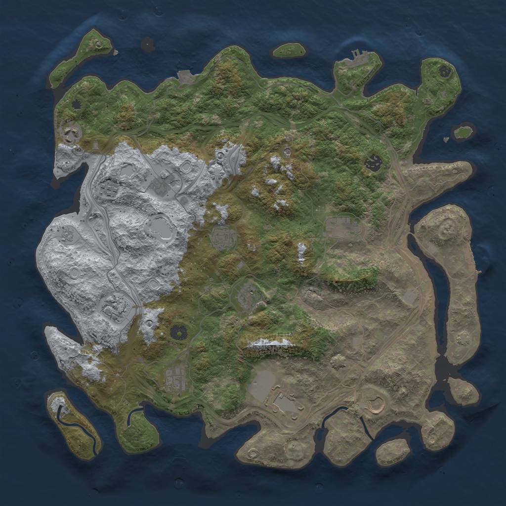 Rust Map: Procedural Map, Size: 4500, Seed: 7776457, 19 Monuments