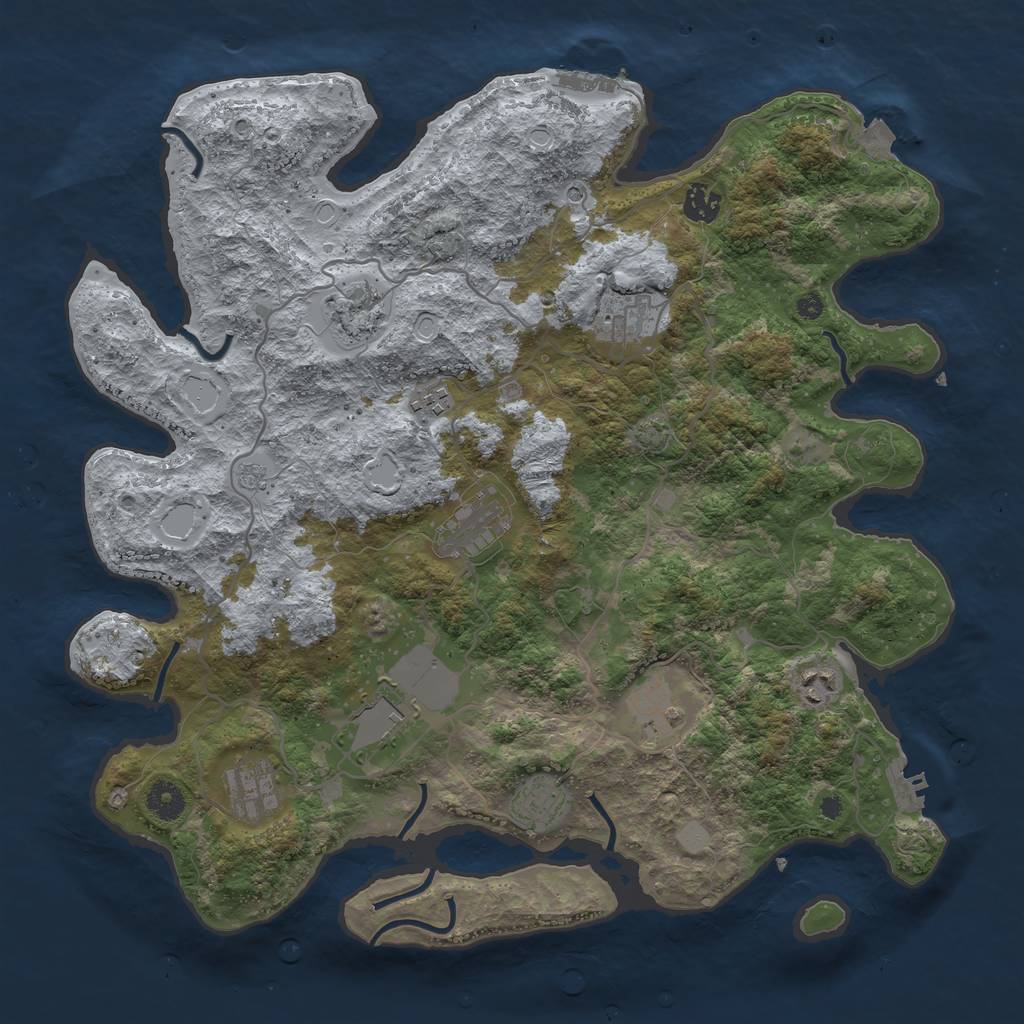 Rust Map: Procedural Map, Size: 4000, Seed: 179486286, 18 Monuments