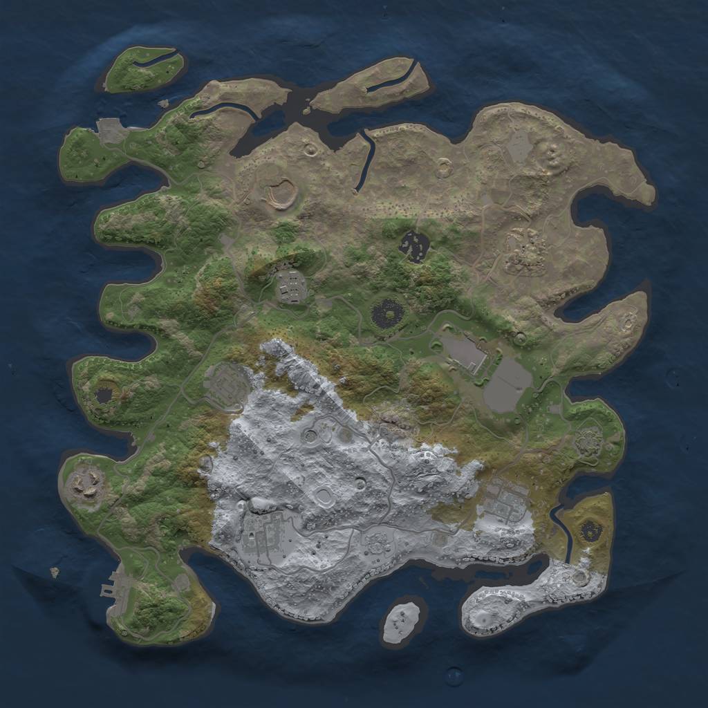 Rust Map: Procedural Map, Size: 3500, Seed: 1192693971, 16 Monuments