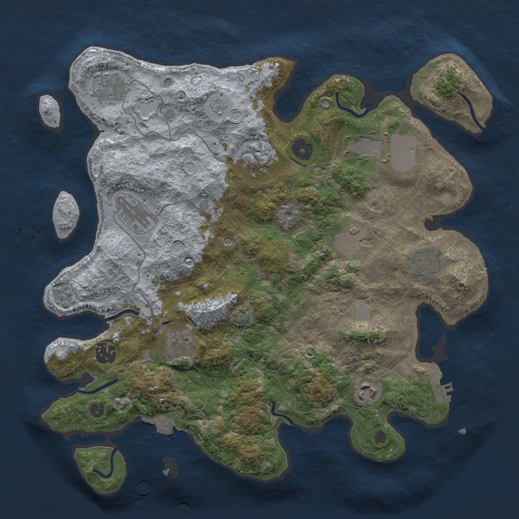 Rust Map: Procedural Map, Size: 3700, Seed: 159364242, 17 Monuments