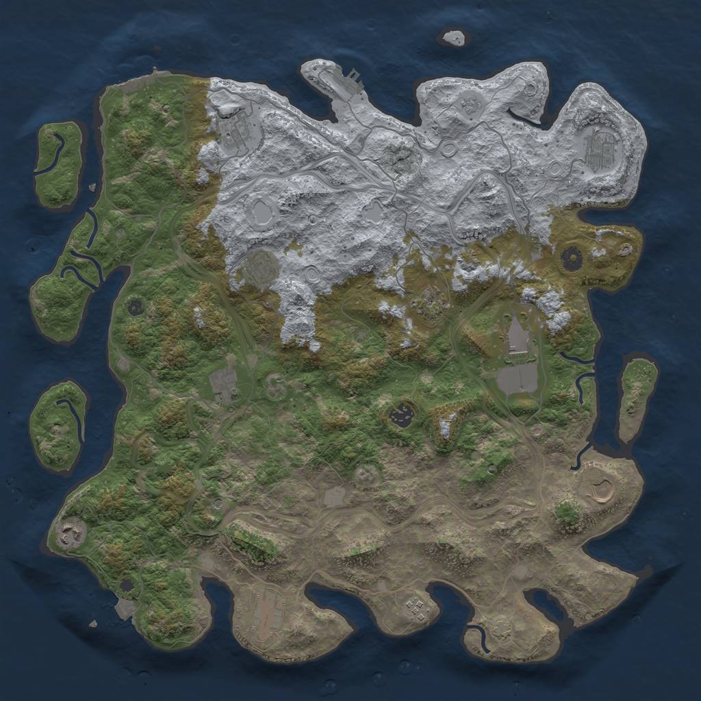 Rust Map: Procedural Map, Size: 4500, Seed: 53808933, 19 Monuments
