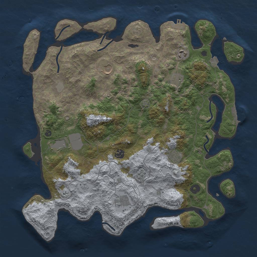 Rust Map: Procedural Map, Size: 4000, Seed: 1408651955, 16 Monuments