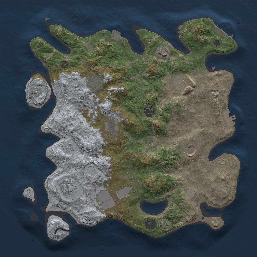 Rust Map: Procedural Map, Size: 3500, Seed: 1566187892, 17 Monuments