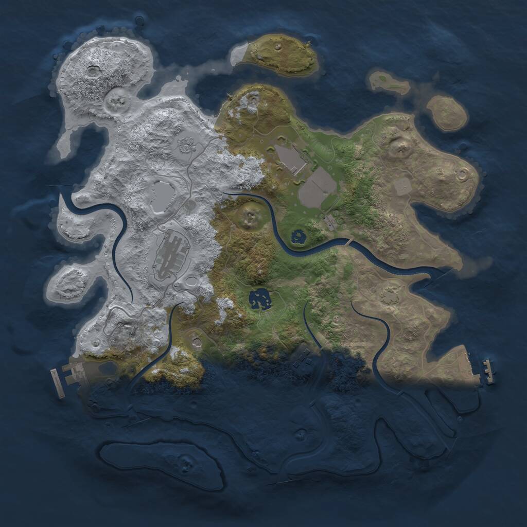 Rust Map: Procedural Map, Size: 3500, Seed: 1122034867, 10 Monuments