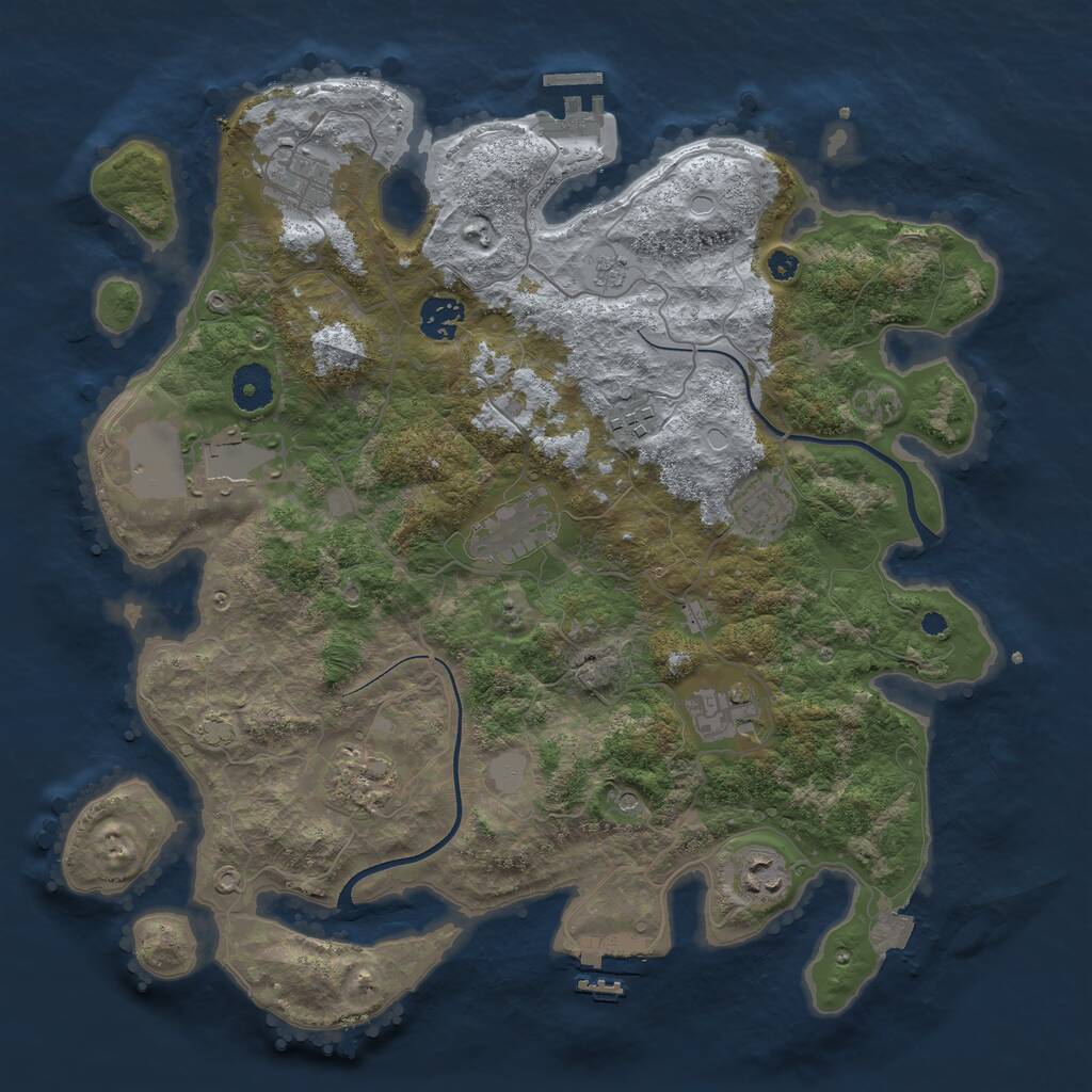 Rust Map: Procedural Map, Size: 3700, Seed: 2137452040, 15 Monuments