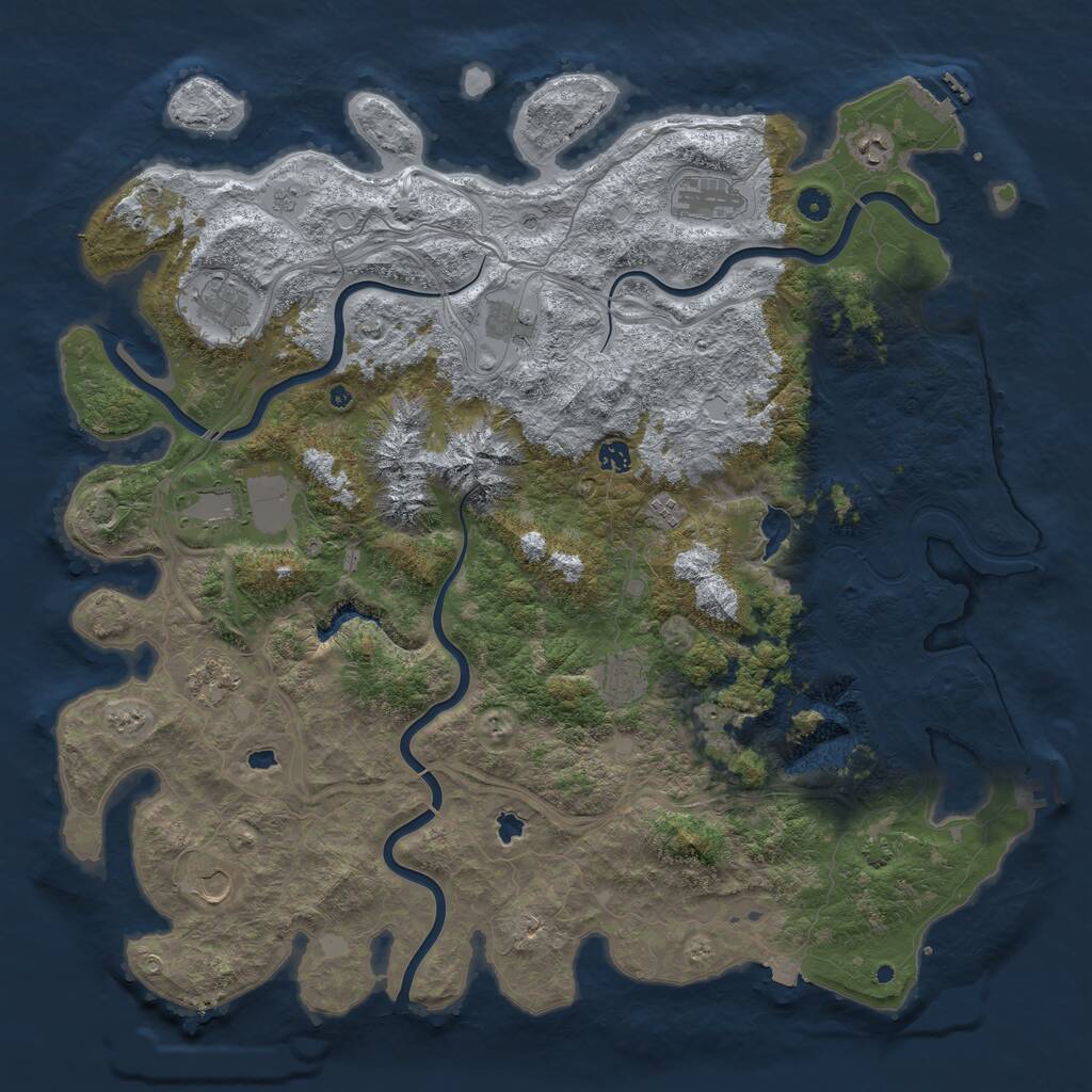 Rust Map: Procedural Map, Size: 5000, Seed: 84256943, 17 Monuments