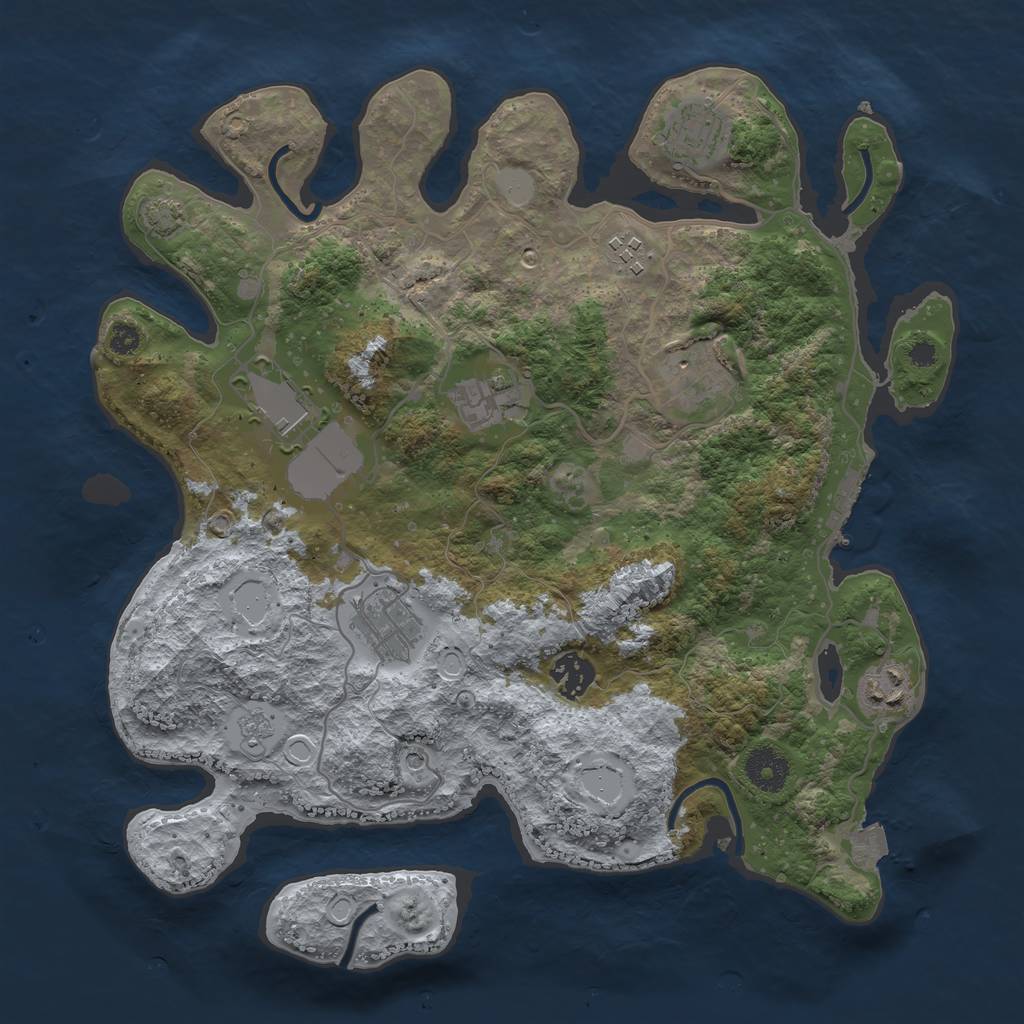 Rust Map: Procedural Map, Size: 3500, Seed: 660793943, 15 Monuments