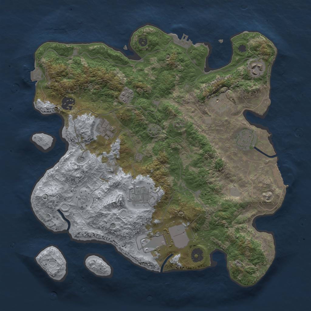 Rust Map: Procedural Map, Size: 3500, Seed: 847164820, 16 Monuments