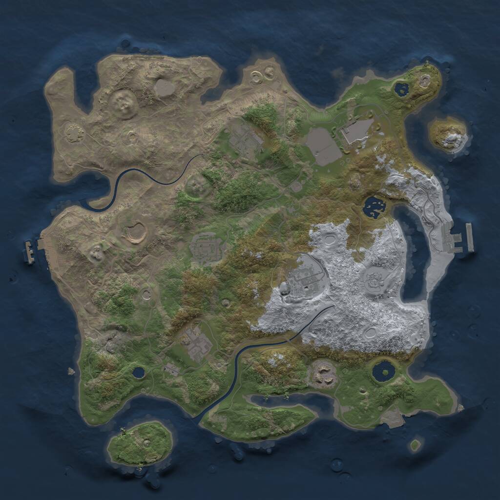 Rust Map: Procedural Map, Size: 3500, Seed: 777775806, 14 Monuments