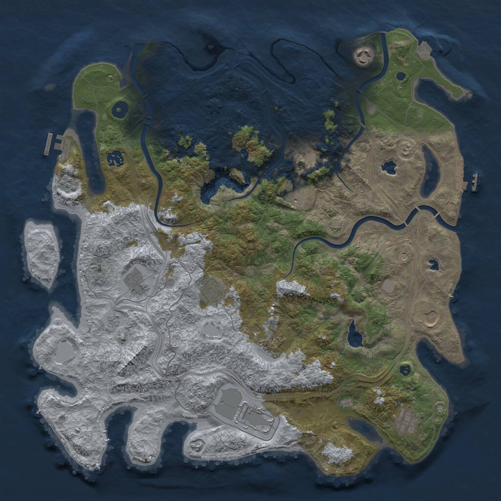 Rust Map: Procedural Map, Size: 4500, Seed: 1348751645, 16 Monuments