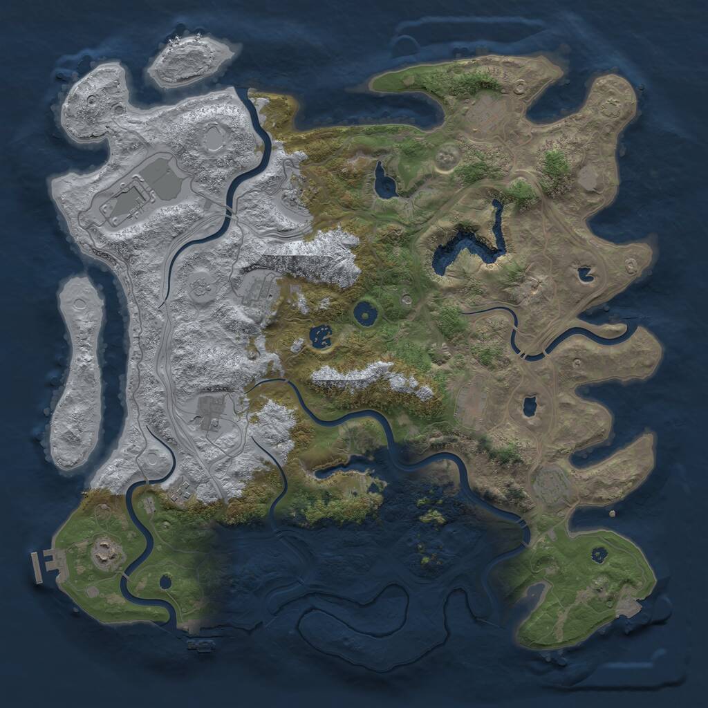 Rust Map: Procedural Map, Size: 4500, Seed: 326812233, 16 Monuments