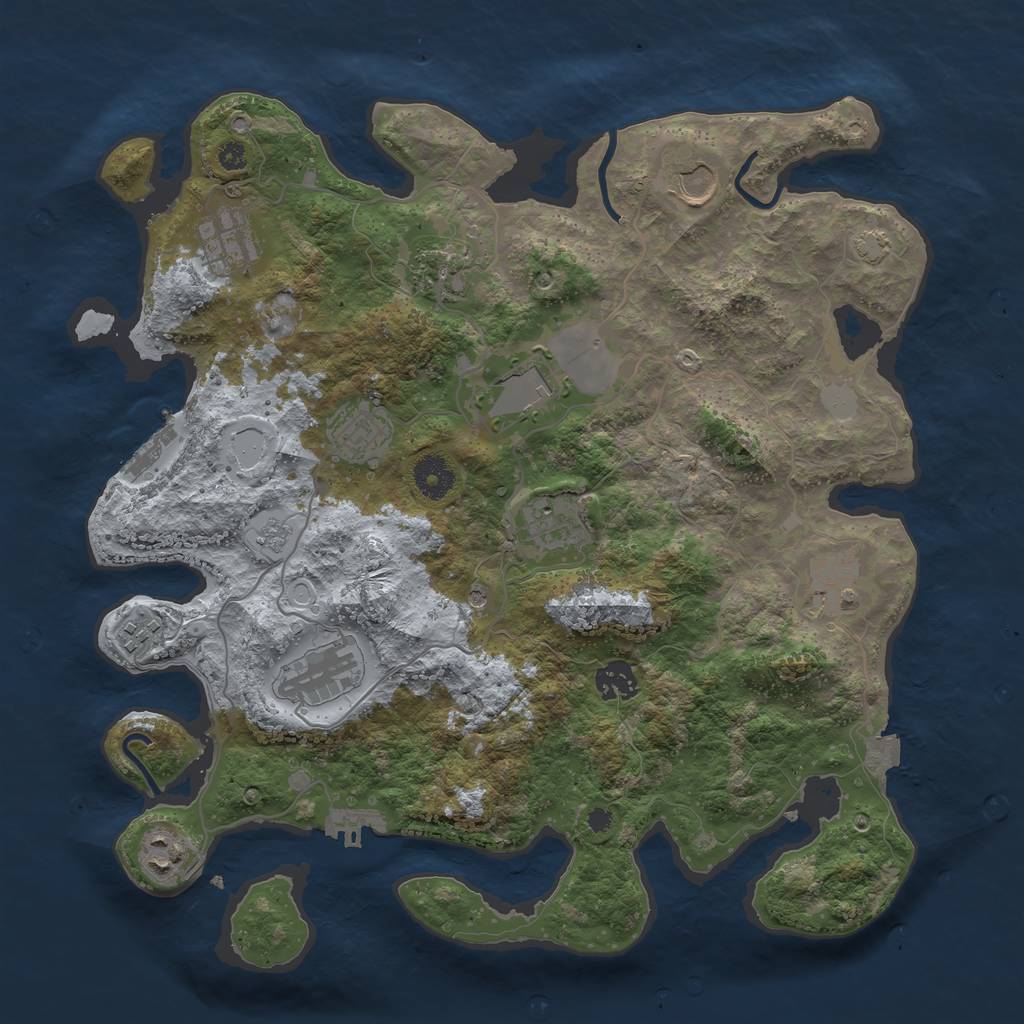 Rust Map: Procedural Map, Size: 3700, Seed: 61671464, 19 Monuments