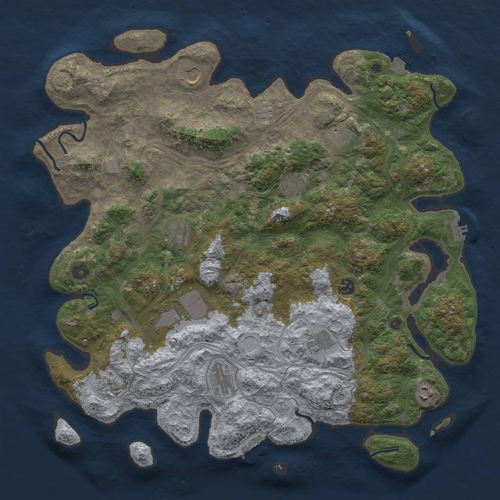 Rust Map: Procedural Map, Size: 4500, Seed: 357066010, 19 Monuments