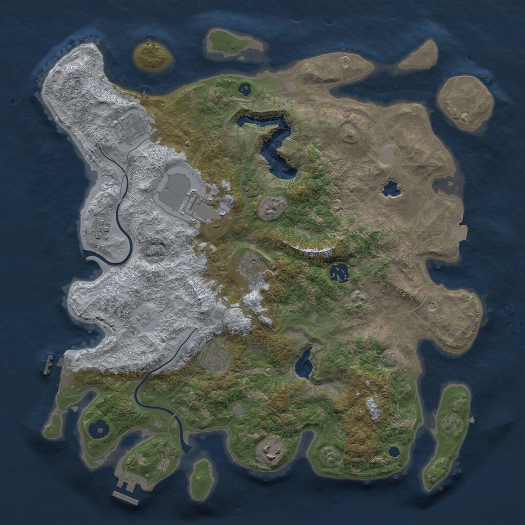 Rust Map: Procedural Map, Size: 4000, Seed: 1466251483, 13 Monuments