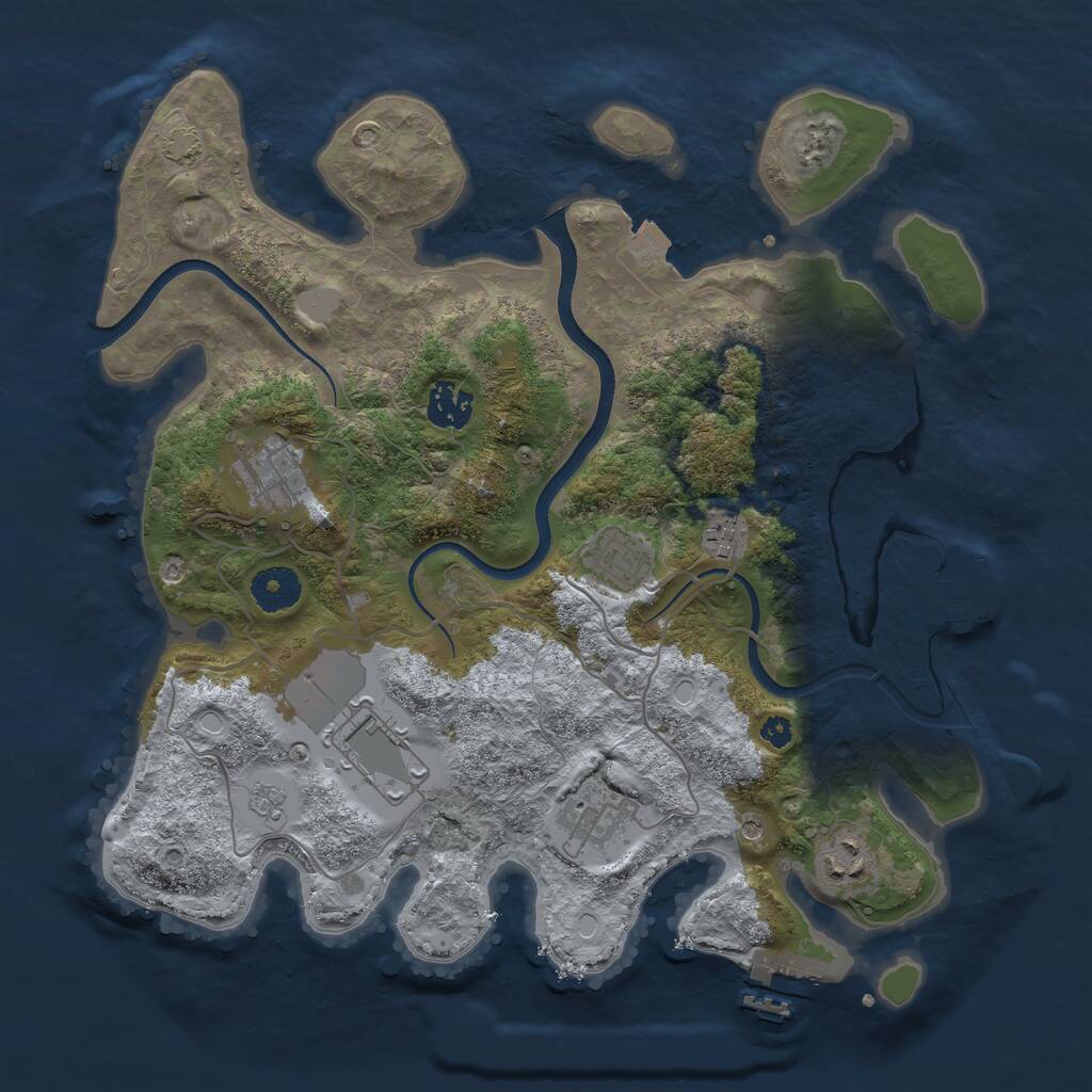 Rust Map: Procedural Map, Size: 3500, Seed: 1799122102, 13 Monuments