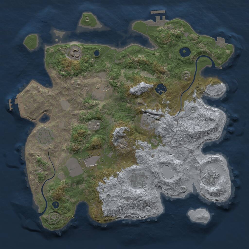 Rust Map: Procedural Map, Size: 3500, Seed: 872309106, 15 Monuments