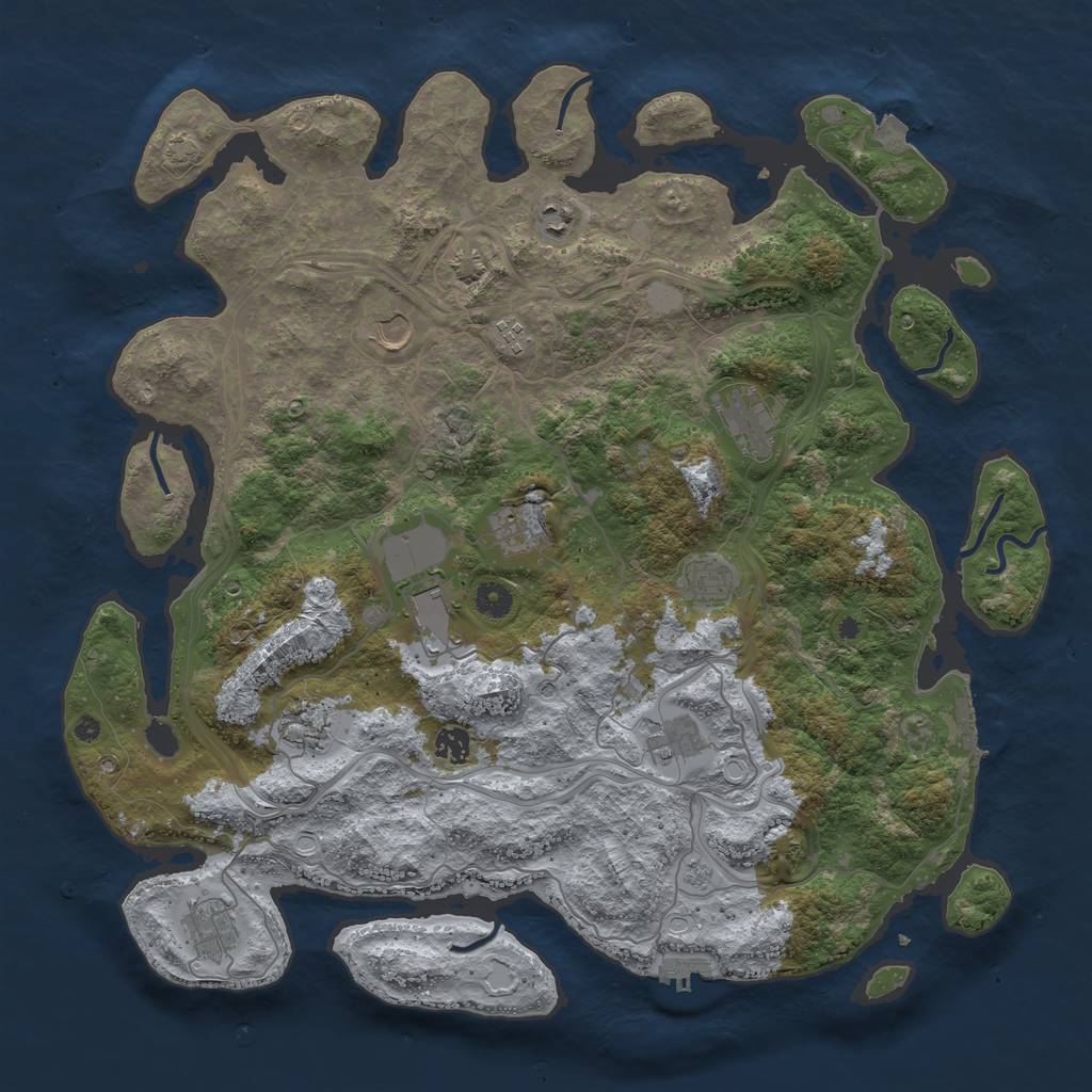 Rust Map: Procedural Map, Size: 4500, Seed: 1177923932, 19 Monuments