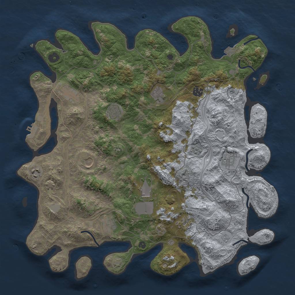 Rust Map: Procedural Map, Size: 4250, Seed: 166810, 18 Monuments