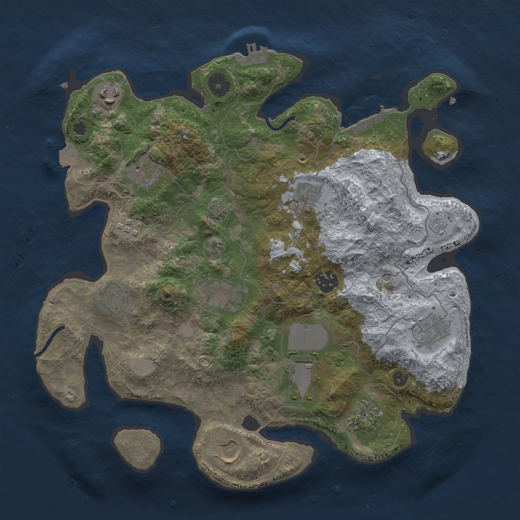 Rust Map: Procedural Map, Size: 3500, Seed: 100339610, 19 Monuments
