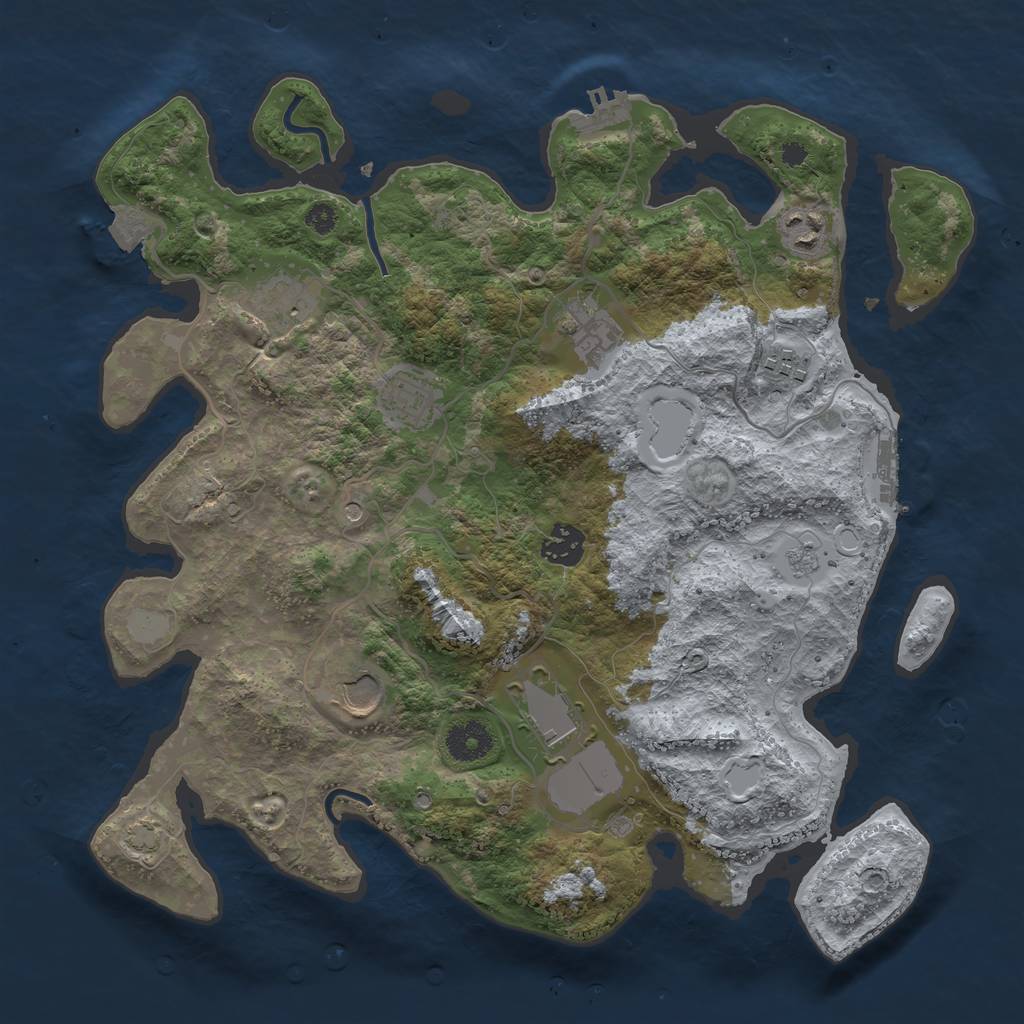 Rust Map: Procedural Map, Size: 3575, Seed: 8569, 16 Monuments