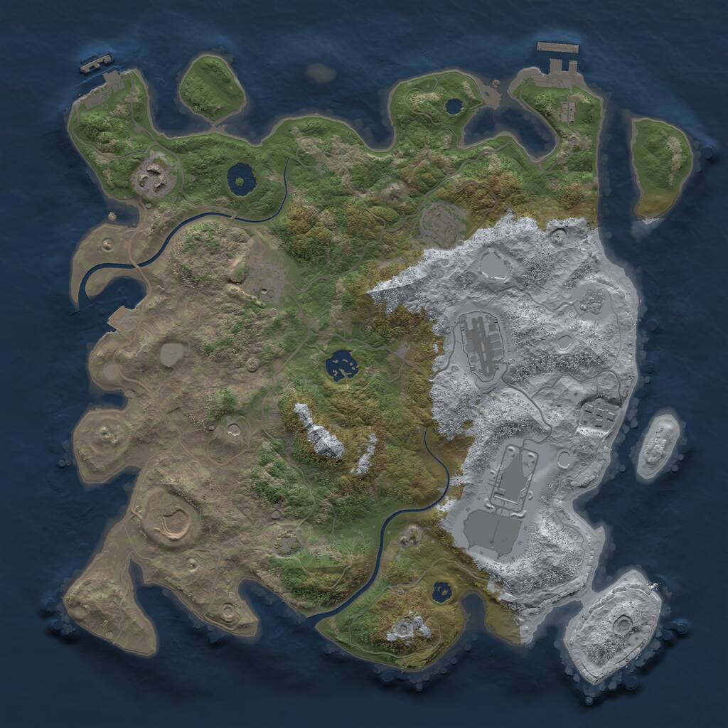 Rust Map: Procedural Map, Size: 3575, Seed: 8569, 14 Monuments