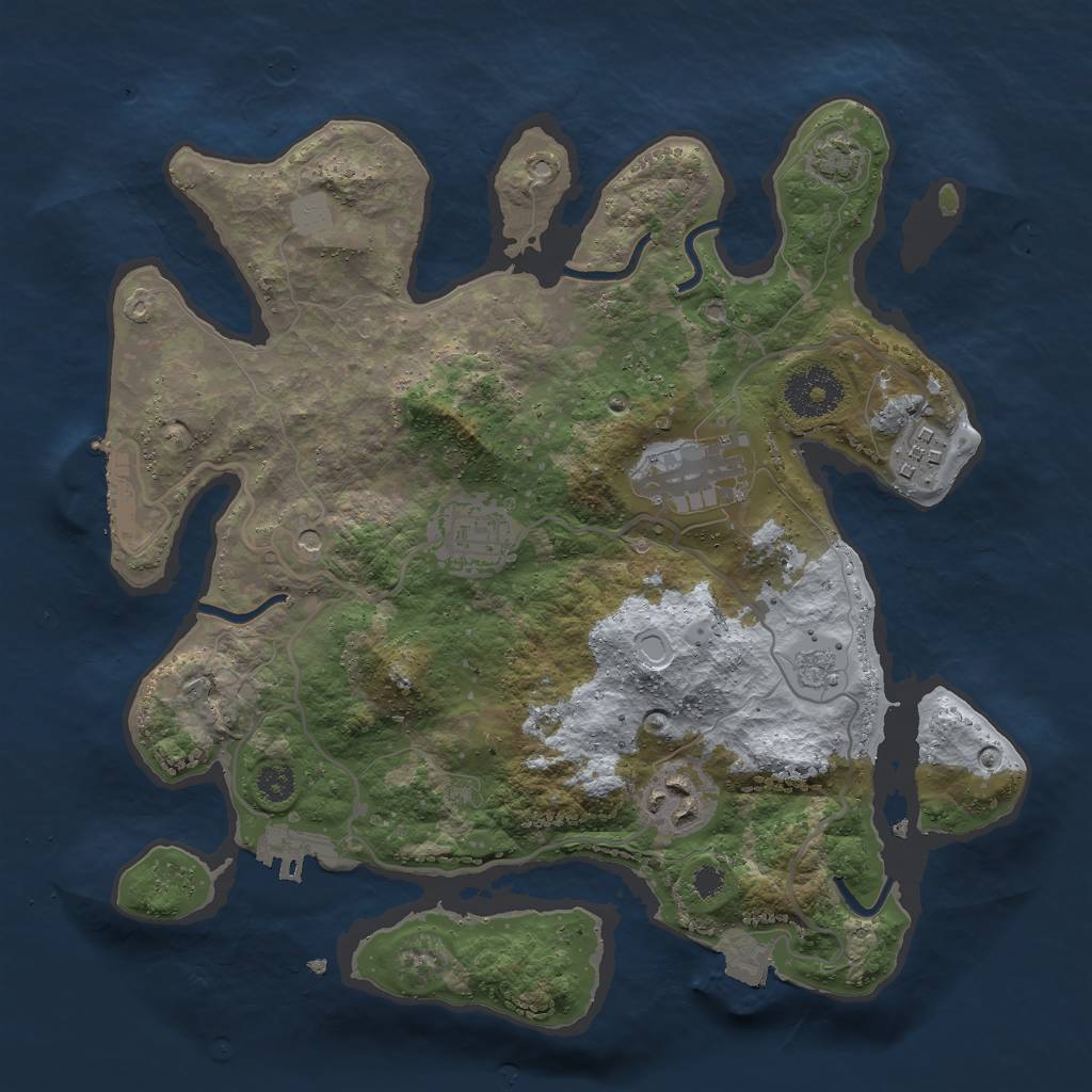 Rust Map: Procedural Map, Size: 3000, Seed: 70213018, 12 Monuments