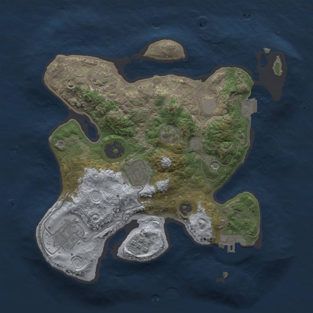 Rust Map: Procedural Map, Size: 2500, Seed: 1146338540, 9 Monuments