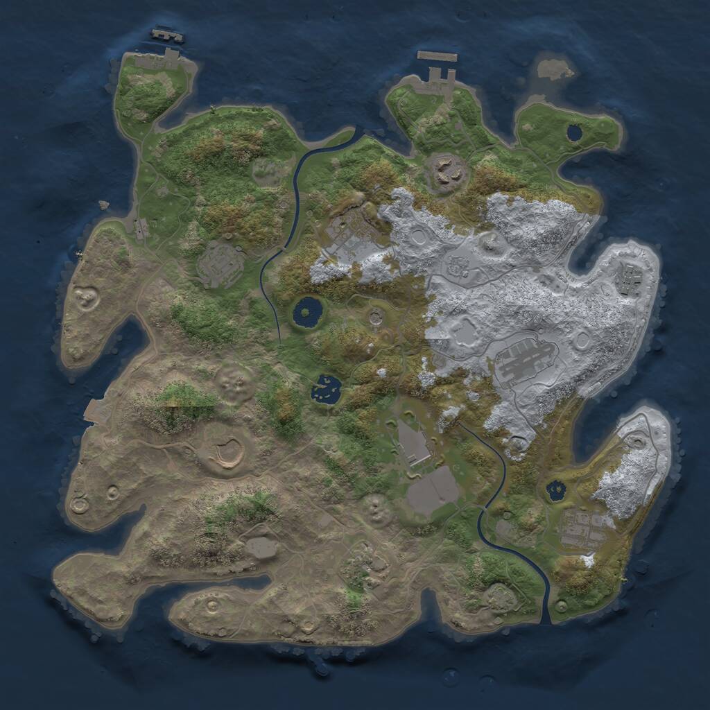 Rust Map: Procedural Map, Size: 3600, Seed: 3456332, 16 Monuments