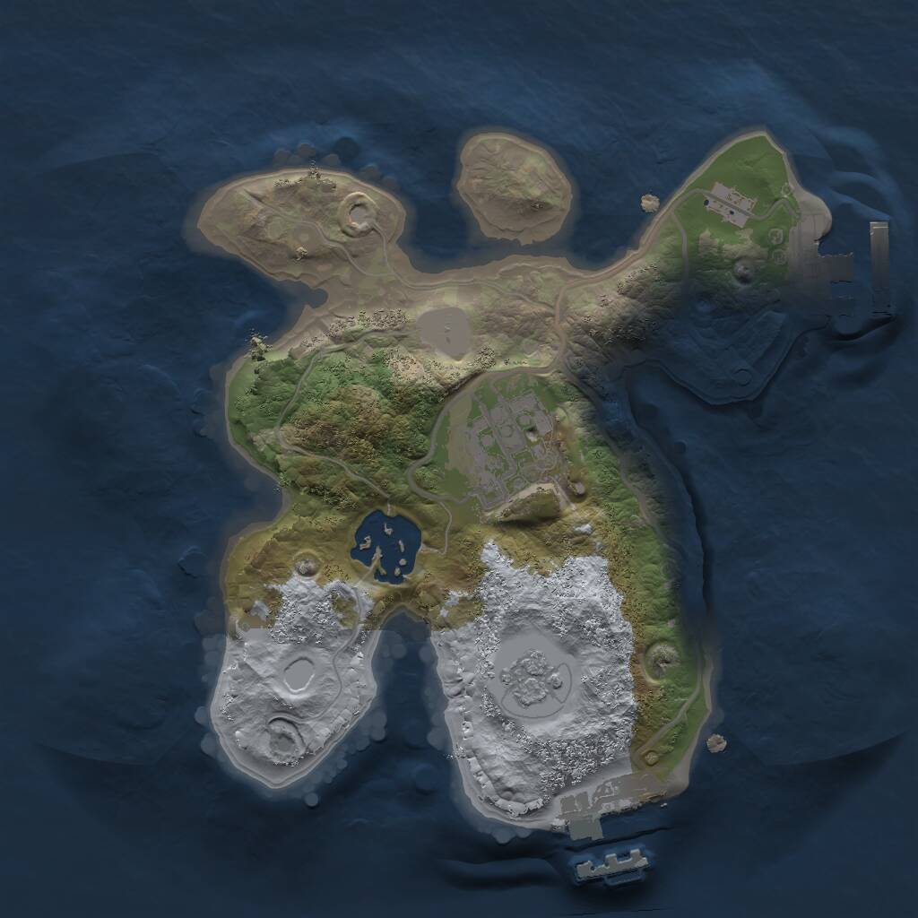 Rust Map: Procedural Map, Size: 2000, Seed: 597351135, 6 Monuments