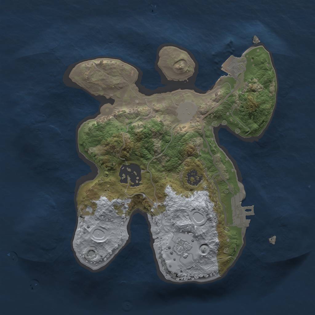 Rust Map: Procedural Map, Size: 2000, Seed: 597351135, 6 Monuments