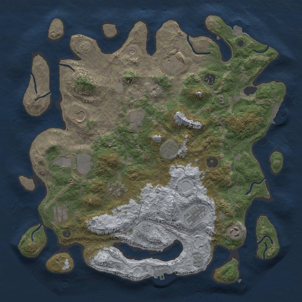 Rust Map: Procedural Map, Size: 4000, Seed: 115988739, 19 Monuments