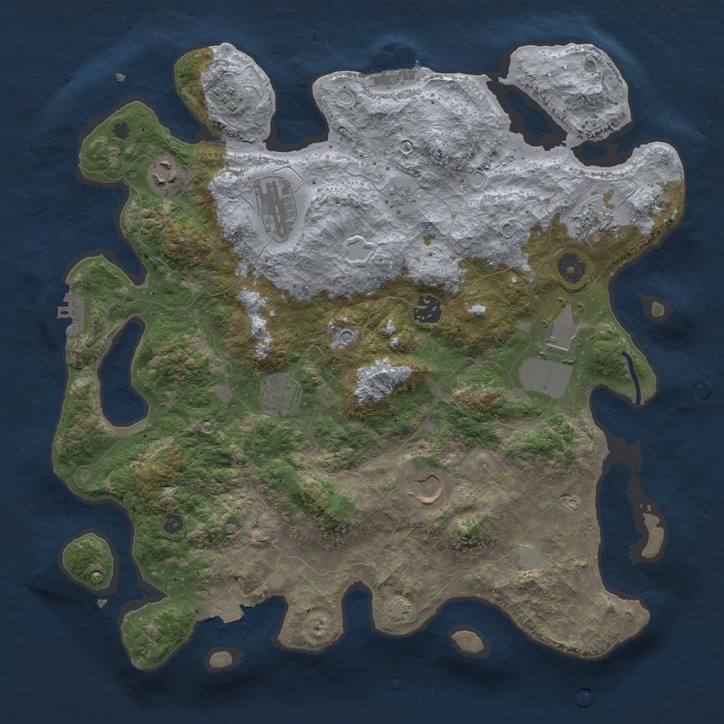 Rust Map: Procedural Map, Size: 3800, Seed: 580193144, 16 Monuments