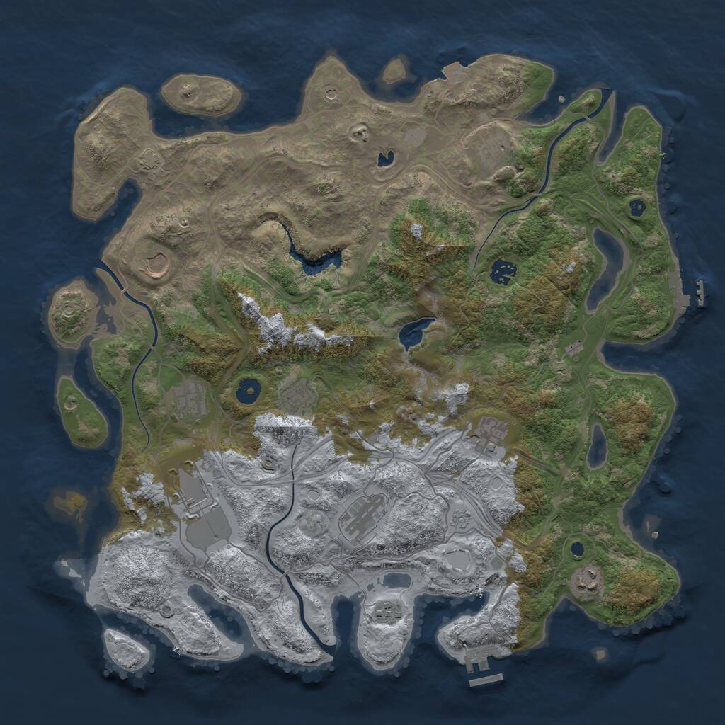 Rust Map: Procedural Map, Size: 4300, Seed: 51967702, 16 Monuments