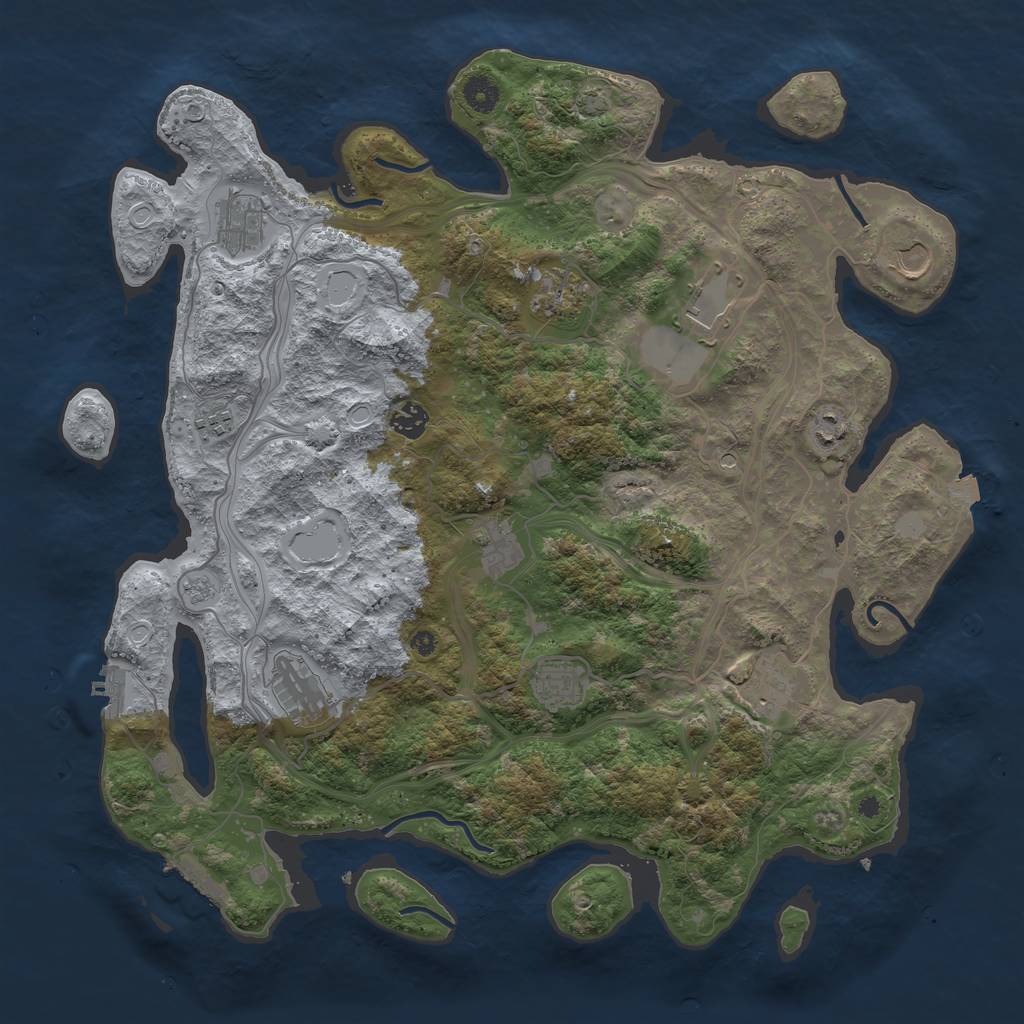 Rust Map: Procedural Map, Size: 4250, Seed: 1238391168, 19 Monuments