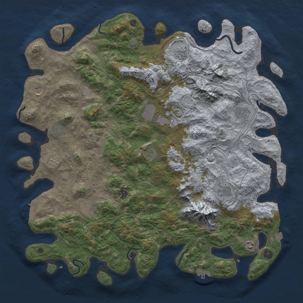 Rust Map: Procedural Map, Size: 5000, Seed: 101090, 19 Monuments