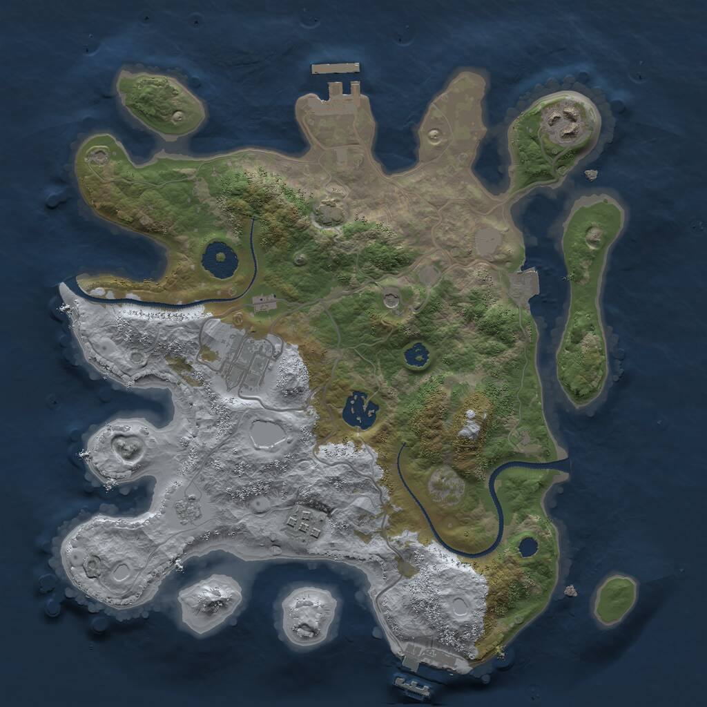 Rust Map: Procedural Map, Size: 3000, Seed: 4371095, 10 Monuments