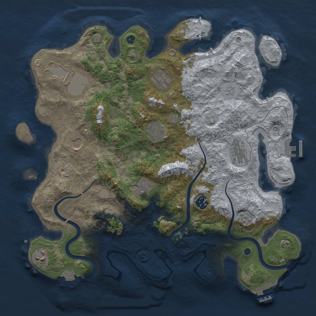 Rust Map: Procedural Map, Size: 3800, Seed: 272474587, 15 Monuments