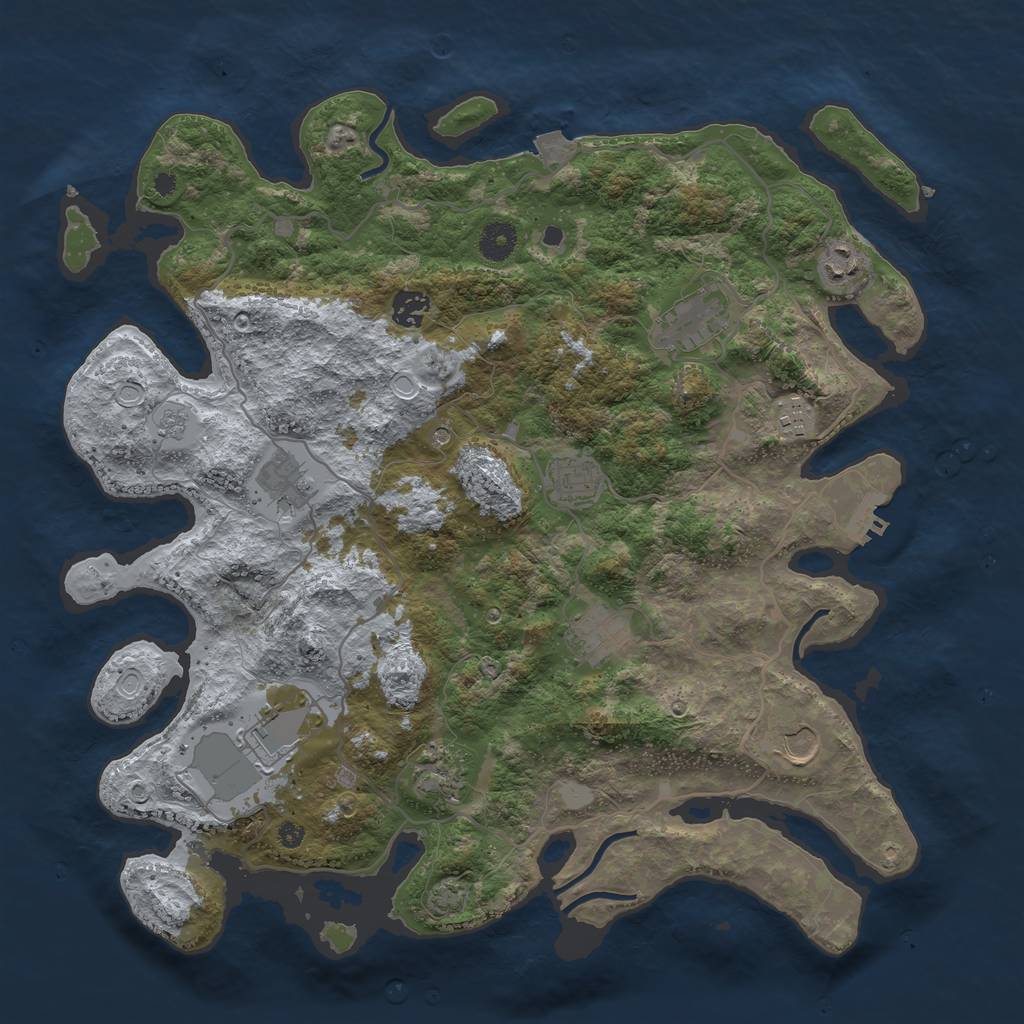 Rust Map: Procedural Map, Size: 4000, Seed: 4206999, 17 Monuments