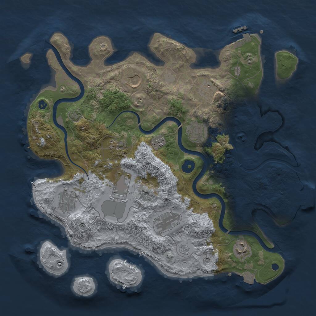 Rust Map: Procedural Map, Size: 3600, Seed: 2042293983, 15 Monuments