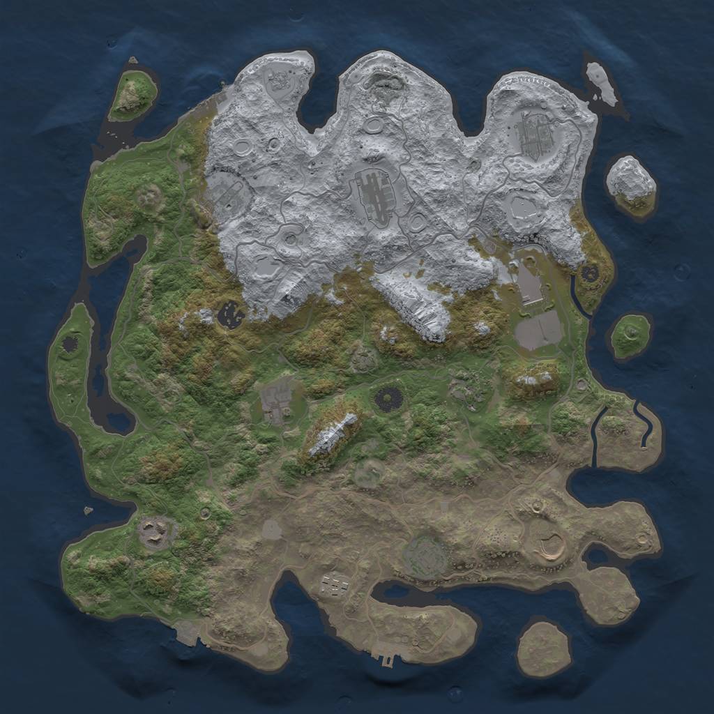 Rust Map: Procedural Map, Size: 4050, Seed: 1035745163, 19 Monuments