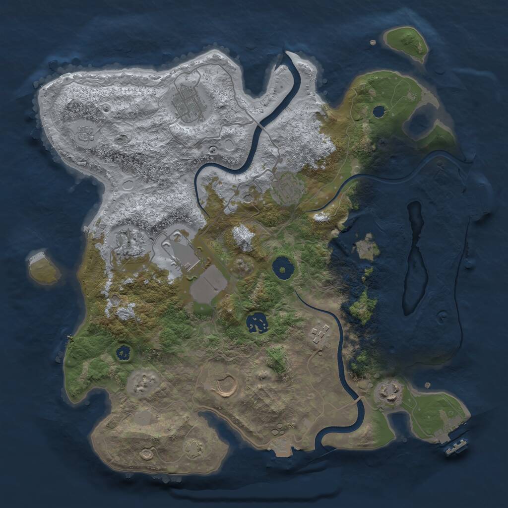 Rust Map: Procedural Map, Size: 3500, Seed: 1414209166, 15 Monuments