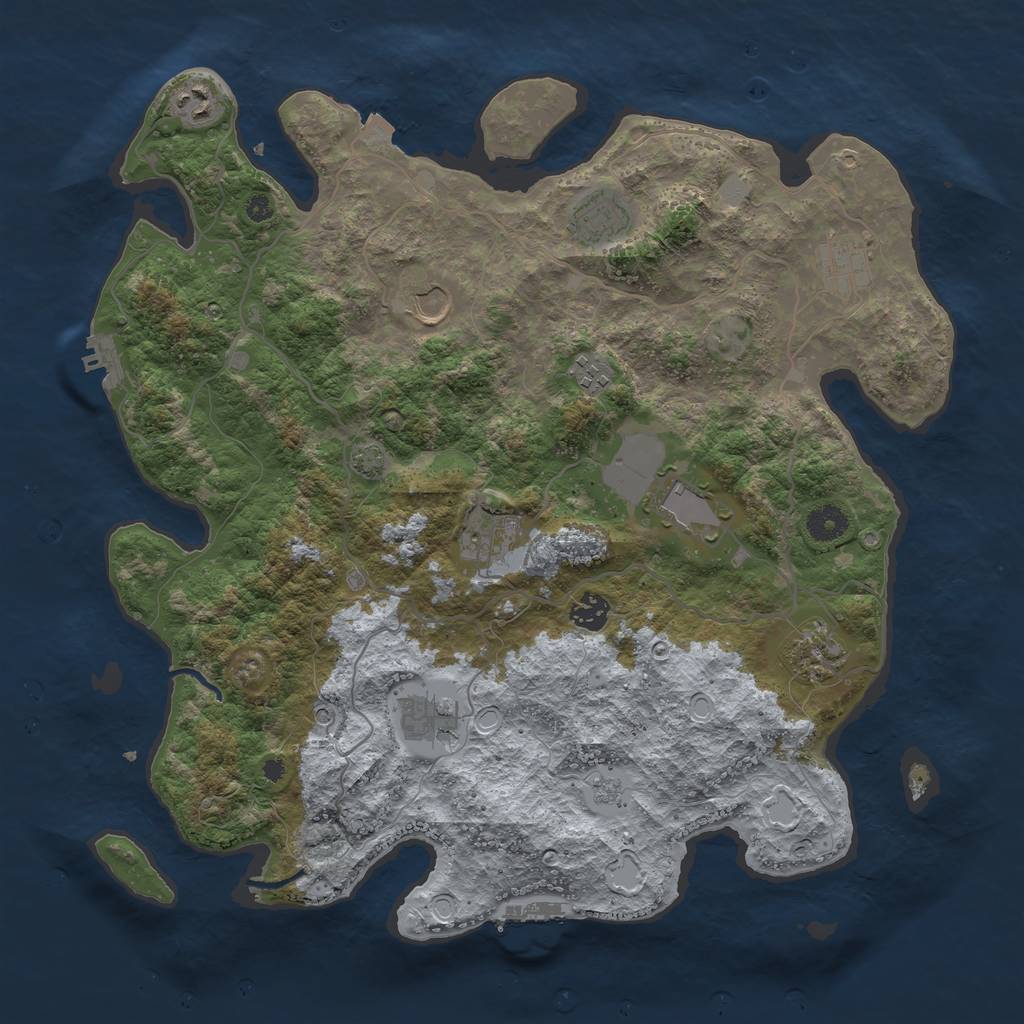 Rust Map: Procedural Map, Size: 4000, Seed: 81786510, 18 Monuments