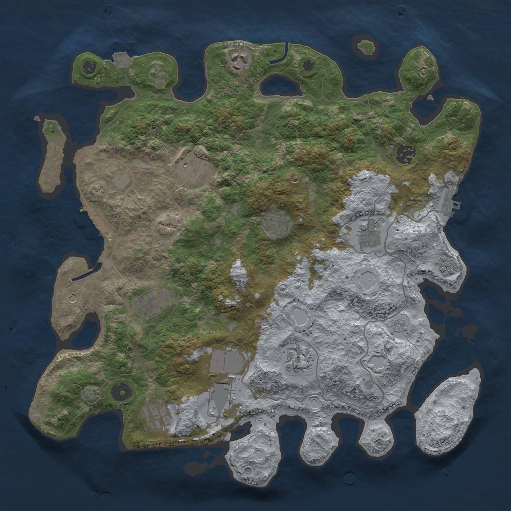 Rust Map: Procedural Map, Size: 4000, Seed: 341075874, 18 Monuments