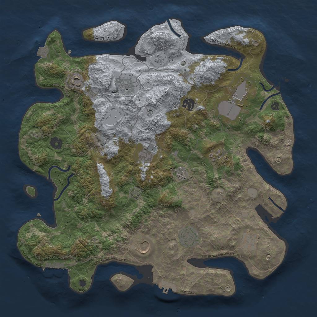 Rust Map: Procedural Map, Size: 3850, Seed: 91327395, 18 Monuments